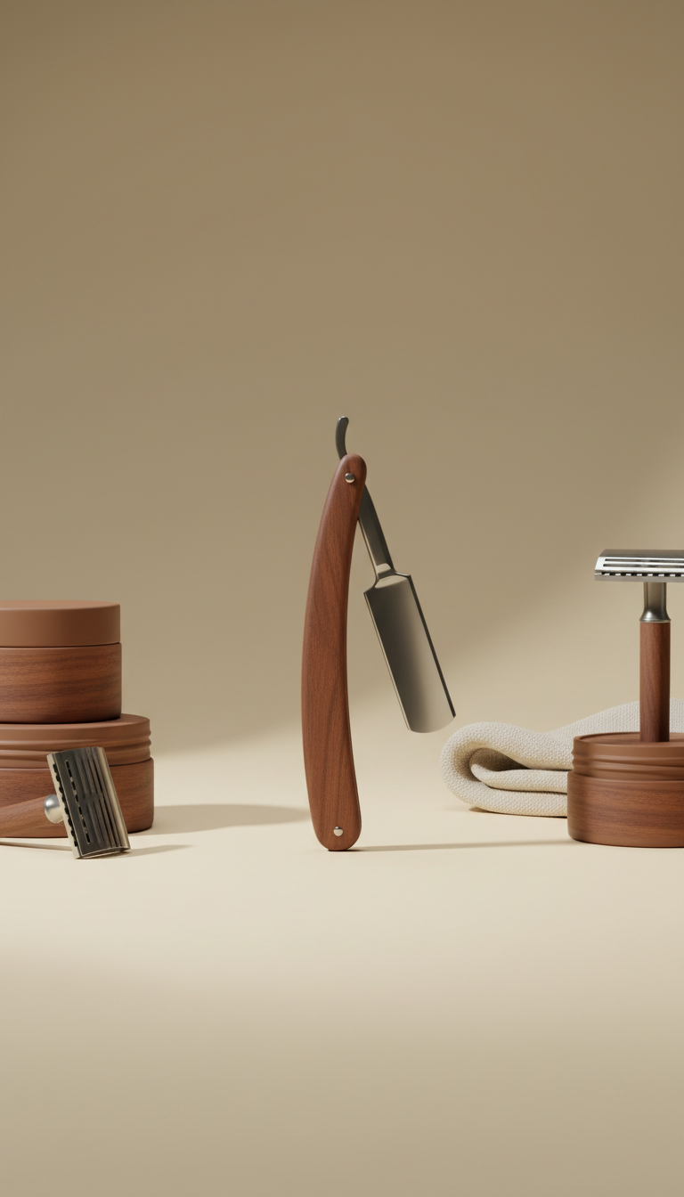 Straight razor with walnut handle
